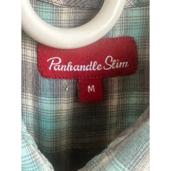 Y2K Panhandle Western Shirt Womens Size Small Pearl Snap/Rhinestone Plaid - Picture 2 of 7